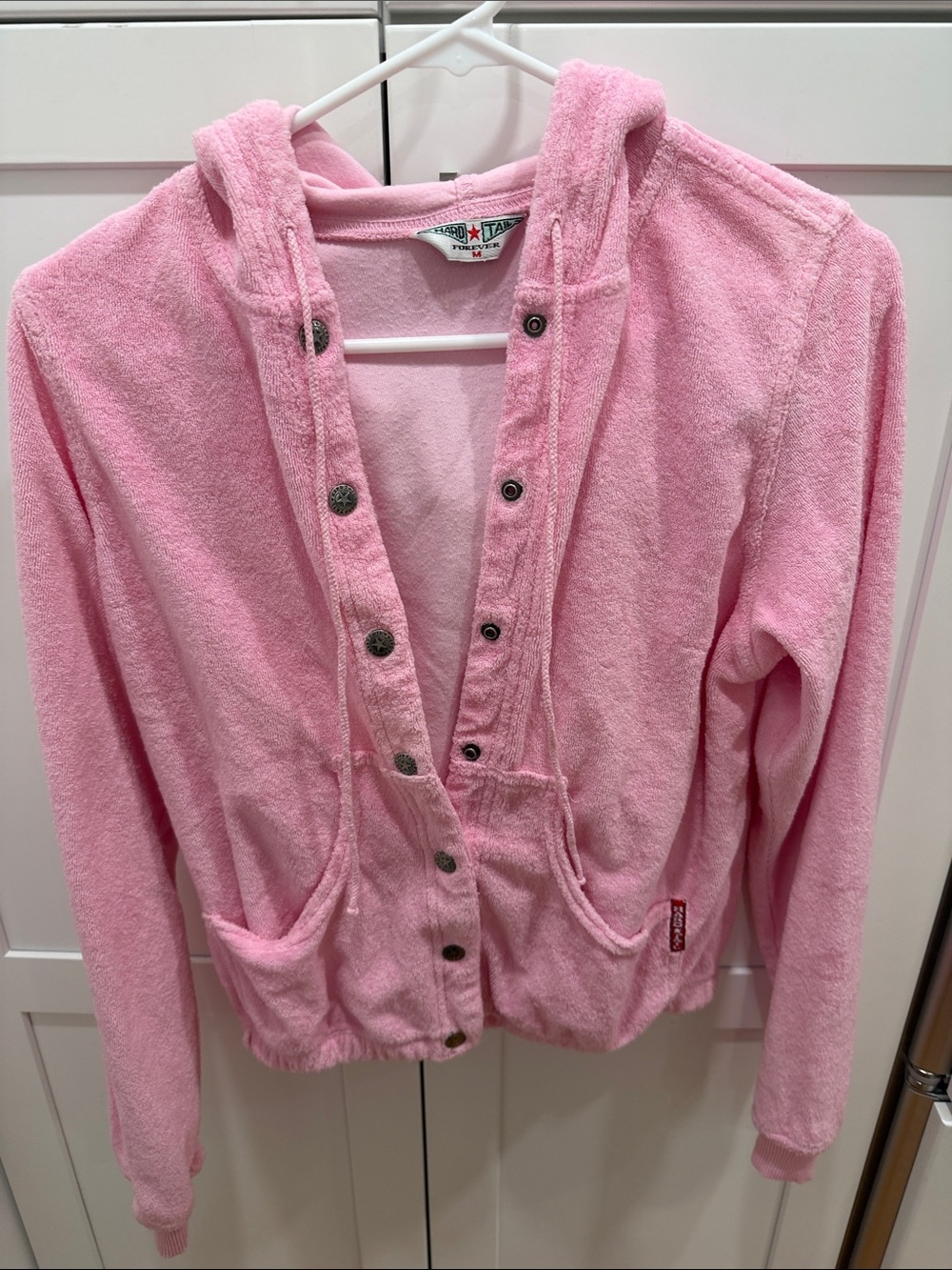 Hard Tail Light Pink Terry Snap Hoodie Jacket